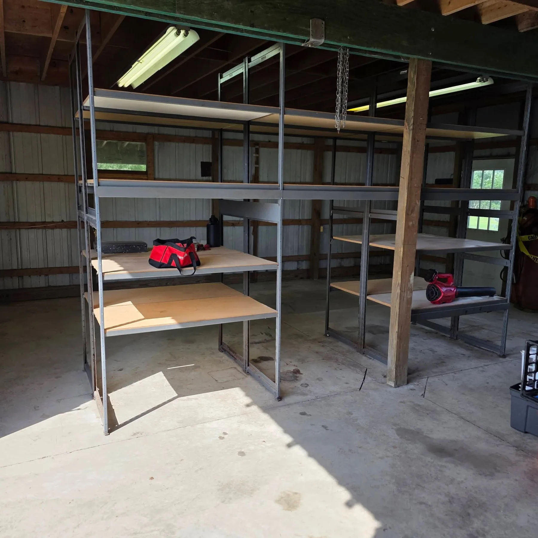 Cleared workshop shelving